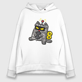 Женское худи Oversize хлопок с принтом Robocat в городе Новоалтайск, френч-терри — 70% хлопок, 30% полиэстер. Мягкий теплый начес внутри —100% хлопок | боковые карманы, эластичные манжеты и нижняя кромка, капюшон на магнитной кнопке | animal | cat | cute | kitty | meow | robot | друг | животные | киска | китти | кот | котенок | котик | котэ | кошечка | кошка | лев | леопард | милый | мур | мяу | пантера | питомец | робот | рысь | тигр
