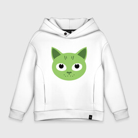 Детское худи Oversize хлопок с принтом Green Cat в городе Новоалтайск, френч-терри — 70% хлопок, 30% полиэстер. Мягкий теплый начес внутри —100% хлопок | боковые карманы, эластичные манжеты и нижняя кромка, капюшон на магнитной кнопке | animal | cat | cute | kitty | meow | друг | животные | киска | китти | кот | котенок | котик | котэ | кошечка | кошка | лев | леопард | милый | мур | мяу | пантера | питомец | рысь | тигр