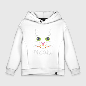 Детское худи Oversize хлопок с принтом Meow в городе Новоалтайск, френч-терри — 70% хлопок, 30% полиэстер. Мягкий теплый начес внутри —100% хлопок | боковые карманы, эластичные манжеты и нижняя кромка, капюшон на магнитной кнопке | animal | cat | cute | kitty | meow | друг | животные | киска | китти | кот | котенок | котик | котэ | кошечка | кошка | лев | леопард | милый | мур | мяу | пантера | питомец | рысь | тигр