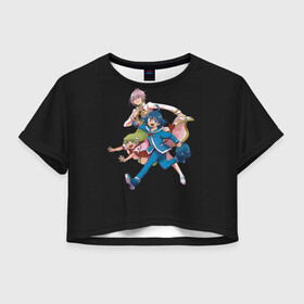 Женская футболка Crop-top 3D с принтом Добро пожаловать в ад Ирума! в городе Новоалтайск, 100% полиэстер | круглая горловина, длина футболки до линии талии, рукава с отворотами | alice | amelie | asmodeus | azazel | caliego | clara | iruma | kun | naberi | opera | paimon | sullivan | suzuki | tohell | vaal | valak | welcome | ад | азазель | амели | асмодей | в | ваал | валак | добро | ирума | клара | 