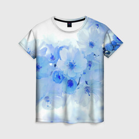 Женская футболка 3D с принтом Цветущая Сакура в городе Новоалтайск, 100% полиэфир ( синтетическое хлопкоподобное полотно) | прямой крой, круглый вырез горловины, длина до линии бедер | cherry tree | flowers | sakura | сакура | цветы