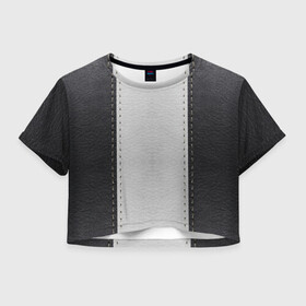 Женская футболка Crop-top 3D с принтом Черно белая кожа в городе Новоалтайск, 100% полиэстер | круглая горловина, длина футболки до линии талии, рукава с отворотами | leather | кожа | полосы | пэчворк | черно белый