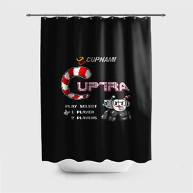 Штора 3D для ванной с принтом CupHead x Contra в городе Новоалтайск, 100% полиэстер | плотность материала — 100 г/м2. Стандартный размер — 146 см х 180 см. По верхнему краю — пластиковые люверсы для креплений. В комплекте 10 пластиковых колец | 8 bit | arkade | contra | cup head | cuphead | game | games | аркада | игра | игры | кап хэд | капхед | контра | купа хэд | сгз руфв | сгзруфв | чашкоголовый