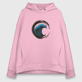Женское худи Oversize хлопок с принтом Enso Great Wave off Kanagawa в городе Новоалтайск, френч-терри — 70% хлопок, 30% полиэстер. Мягкий теплый начес внутри —100% хлопок | боковые карманы, эластичные манжеты и нижняя кромка, капюшон на магнитной кнопке | art | buddhism | engraving | hokusai | minimal | ocean | print | religion | surfing | waves | zen | арт | большая волна | буддизм | в канагаве | великая волна | волны | гравюра | дзен | канагава | круг энсо | минимализм | океан | пародия