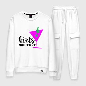 Женский костюм хлопок с принтом Girls night out в городе Новоалтайск, 100% хлопок | на свитшоте круглая горловина, мягкая резинка по низу. Брюки заужены к низу, на них два вида карманов: два 
