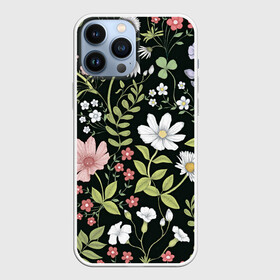 Чехол для iPhone 13 Pro Max с принтом Полевые цветы в городе Новоалтайск,  |  | Тематика изображения на принте: арт | ночь | поле | полевые цветы | рисунок | ромашка | ромашки | тёмный фон | цветок | цветы | чёрное | яркие цветы | яркий цветок