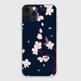 Чехол для iPhone 12 Pro Max с принтом Веточки сакуры в городе Новоалтайск, Силикон |  | арт | ветка | ветки | веточка | веточки | ночь | рисунок | розовые бутоны | розовые цветы | сакура | тёмный фон | цветение | цветение вишни | цветок | цветы | цветы вишни | чёрное | яркие цветы
