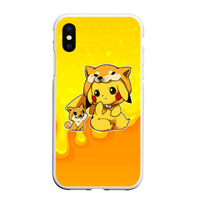 Чехол для iPhone XS Max матовый с принтом Пикачу и корги в городе Новоалтайск, Силикон | Область печати: задняя сторона чехла, без боковых панелей | anime | picachu | pikachu | аниме | милый | пика | пикачу | покебол | покемон