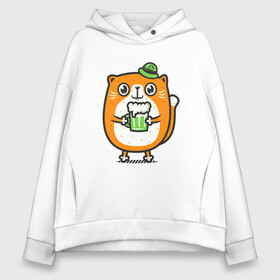 Женское худи Oversize хлопок с принтом Irish cat в городе Новоалтайск, френч-терри — 70% хлопок, 30% полиэстер. Мягкий теплый начес внутри —100% хлопок | боковые карманы, эластичные манжеты и нижняя кромка, капюшон на магнитной кнопке | animal | beer | cat | cute | ireland | kitty | meow | друг | животные | ирландия | киска | китти | кот | котенок | котик | котэ | кошечка | кошка | лев | леопард | милый | мур | мяу | пантера | питомец | рысь | тигр