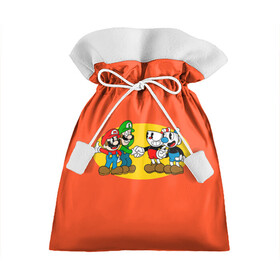 Подарочный 3D мешок с принтом CupHead x Mario в городе Новоалтайск, 100% полиэстер | Размер: 29*39 см | arkade | cup head | cuphead | game | games | mario | аркада | игра | игры | кап хэд | капхед | купа хэд | марио | сгз руфв | сгзруфв | чашкоголовый