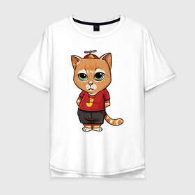 Мужская футболка хлопок Oversize с принтом Street cat в городе Новоалтайск, 100% хлопок | свободный крой, круглый ворот, “спинка” длиннее передней части | animal | cat | cute | kitty | meow | друг | животные | киска | китти | кот | котенок | котик | котэ | кошечка | кошка | лев | леопард | милый | мур | мяу | пантера | питомец | рысь | тигр