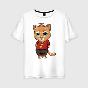 Женская футболка хлопок Oversize с принтом Street cat в городе Новоалтайск, 100% хлопок | свободный крой, круглый ворот, спущенный рукав, длина до линии бедер
 | animal | cat | cute | kitty | meow | друг | животные | киска | китти | кот | котенок | котик | котэ | кошечка | кошка | лев | леопард | милый | мур | мяу | пантера | питомец | рысь | тигр
