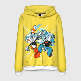 Мужская толстовка 3D с принтом Cuphead bros в городе Новоалтайск, 100% полиэстер | двухслойный капюшон со шнурком для регулировки, мягкие манжеты на рукавах и по низу толстовки, спереди карман-кенгуру с мягким внутренним слоем. | arkade | cup head | cuphead | game | games | аркада | игра | игры | кап хэд | капхед | купа хэд | сгз руфв | сгзруфв | чашкоголовый