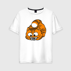 Женская футболка хлопок Oversize с принтом Gamer cat в городе Новоалтайск, 100% хлопок | свободный крой, круглый ворот, спущенный рукав, длина до линии бедер
 | animal | cat | cute | kitty | meow | друг | животные | киска | китти | кот | котенок | котик | котэ | кошечка | кошка | милый | мур | мяу | питомец