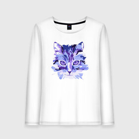 Женский лонгслив хлопок с принтом Blue Cat в городе Новоалтайск, 100% хлопок |  | animal | cat | cute | kitty | meow | друг | животные | киска | китти | кот | котенок | котик | котэ | кошечка | кошка | милый | мур | мяу | питомец