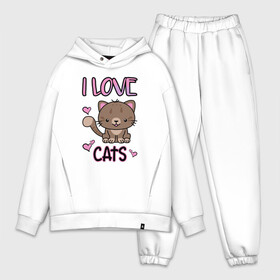 Мужской костюм хлопок OVERSIZE с принтом I Love Cats в городе Новоалтайск,  |  | animal | cat | cute | kitty | love | meow любовь | друг | животные | киска | китти | кот | котенок | котик | котэ | кошечка | кошка | милый | мур | мяу | питомец