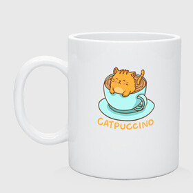 Кружка керамическая с принтом Catpuccino в городе Новоалтайск, керамика | объем — 330 мл, диаметр — 80 мм. Принт наносится на бока кружки, можно сделать два разных изображения | animal | cat | cute | kitty | meow | друг | животные | киска | китти | кот | котенок | котик | котэ | кошечка | кошка | милый | мур | мяу | питомец