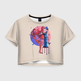 Женская футболка Crop-top 3D с принтом Ameri and Iruma в городе Новоалтайск, 100% полиэстер | круглая горловина, длина футболки до линии талии, рукава с отворотами | alice | amelie | asmodeus | azazel | caliego | clara | iruma | kun | naberi | opera | paimon | sullivan | suzuki | tohell | vaal | valak | welcome | ад | азазель | амели | асмодей | в | ваал | валак | добро | ирума | клара | 