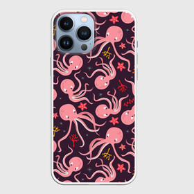 Чехол для iPhone 13 Pro Max с принтом Осьминоги в городе Новоалтайск,  |  | cute | octopus | милый | морское | осьминог | осьминожка | паттерн | тентакли | щупальца