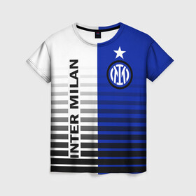 Женская футболка 3D с принтом ИНТЕР МИЛАН / INTER MILAN в городе Новоалтайск, 100% полиэфир ( синтетическое хлопкоподобное полотно) | прямой крой, круглый вырез горловины, длина до линии бедер | fifa | football | football club internazionale milano | sport | uefa | английская премьер лига | интер | интернационале | италия. | лига финал | матч | милан | спорт | уефа | финал | фифа | футбол | футбольный клуб