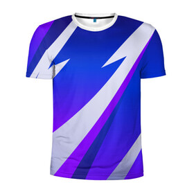 Мужская футболка 3D спортивная с принтом SPORT STYLE BLUE в городе Новоалтайск, 100% полиэстер с улучшенными характеристиками | приталенный силуэт, круглая горловина, широкие плечи, сужается к линии бедра | Тематика изображения на принте: 3d | 3д | sport | абстракция | линии | паттерн | соты | спортивный стиль | текстуры