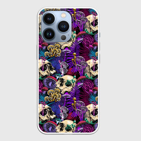 Чехол для iPhone 13 Pro с принтом Психоделика   черепа и грибы в городе Новоалтайск,  |  | Тематика изображения на принте: абстракция | грибы | паттерн | психоделика | текстуры | цветы | череп | черепа