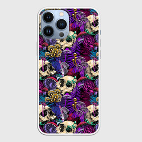 Чехол для iPhone 13 Pro Max с принтом Психоделика   черепа и грибы в городе Новоалтайск,  |  | Тематика изображения на принте: абстракция | грибы | паттерн | психоделика | текстуры | цветы | череп | черепа