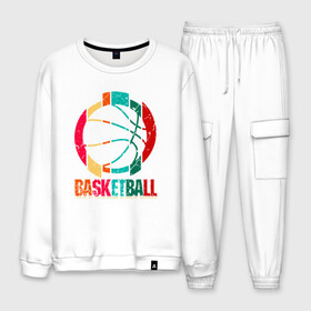 Мужской костюм хлопок с принтом Color Basketball в городе Новоалтайск, 100% хлопок | на свитшоте круглая горловина, мягкая резинка по низу. Брюки заужены к низу, на них два вида карманов: два “обычных” по бокам и два объемных, с клапанами, расположенные ниже линии бедра. Брюки с мягкой трикотажной резинкой на поясе и по низу штанин. В поясе для дополнительного комфорта — широкие завязки | basketball | game | mvp | nba | slamdunk | sport | streetball | баскетбол | баскетболист | игра | игрок | мяч | нба | слэмланк | спорт | стритбол | тренер | чемпион
