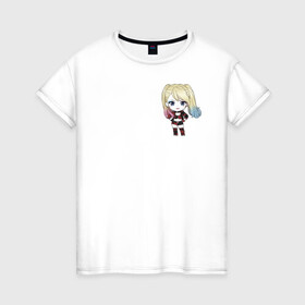Женская футболка хлопок с принтом Cute Anime Harley Quinn в городе Новоалтайск, 100% хлопок | прямой крой, круглый вырез горловины, длина до линии бедер, слегка спущенное плечо | Тематика изображения на принте: anime | anime dc | dc | dc comics | harleen | harleen quinzel | harley | harley quinn | аниме | аниме харли квинн | диси | комиксы диси | харли | харли квинн | харлин | харлин квинзель