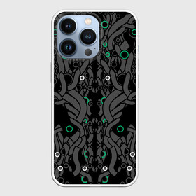Чехол для iPhone 13 Pro с принтом круги во тьме в городе Новоалтайск,  |  | абстракция | киберпанк | круги | линии | неземное | пришельцы | провода | техника | фантастика