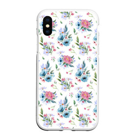 Чехол для iPhone XS Max матовый с принтом Весенние акварельные цветы в городе Новоалтайск, Силикон | Область печати: задняя сторона чехла, без боковых панелей | flowers art | illustration | pattern | spring | summer | watercolor | wildflowers | акварель | акварельные краски | акварельный рисунок | букет | бутоны | весна | лето | полевые цветы | узор из цветов | цветочная иллюстрация