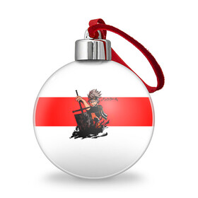 Ёлочный шар с принтом Чёрный клевер Аста красная полоса в городе Новоалтайск, Пластик | Диаметр: 77 мм | asta | black bulls | black clover | quartet knights | yuno | акума | аниме | аста | блэк кловер | буракку куро:ба | демон | королевство клевера | король магов | лихт | магна | манга | пятилистник | черный бык | чёрный клев