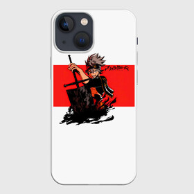 Чехол для iPhone 13 mini с принтом Чёрный клевер Аста красная полоса в городе Новоалтайск,  |  | Тематика изображения на принте: asta | black bulls | black clover | quartet knights | yuno | акума | аниме | аста | блэк кловер | буракку куро:ба | демон | королевство клевера | король магов | лихт | магна | манга | пятилистник | черный бык | чёрный клев