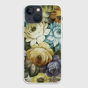 Чехол для iPhone 13 mini с принтом Цветы на белом фоне в городе Новоалтайск,  |  | Тематика изображения на принте: декоративная роспись | живопись | жостово | жостовская роспись | розы | цветы