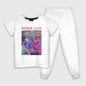 Детская пижама хлопок с принтом SODA LUV в городе Новоалтайск, 100% хлопок |  брюки и футболка прямого кроя, без карманов, на брюках мягкая резинка на поясе и по низу штанин
 | luv | melon | music | soda | sodaluv | бигасс | коми | лав | лого | лув | мелон | сода