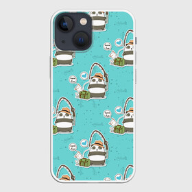 Чехол для iPhone 13 mini с принтом Панда на рыбалке в городе Новоалтайск,  |  | fish | fishing | котик | ловит рыбу | панда | рыба | рыбалка | рыбацкие | рыбачит | удочка