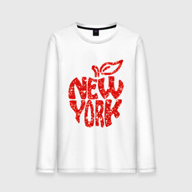 Мужской лонгслив хлопок с принтом NEW YORK в городе Новоалтайск, 100% хлопок |  | big apple | city | new york | red | tourist | usa | большое яблоко | город | надпись | нью йорк | сша | текст | туризм