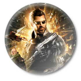 Значок с принтом Adam Jensen в городе Новоалтайск,  металл | круглая форма, металлическая застежка в виде булавки | cyberpunk | deus ex | game | games | адам дженсен | будущее | деус екс | деус экс | игра | игры | киберпанк