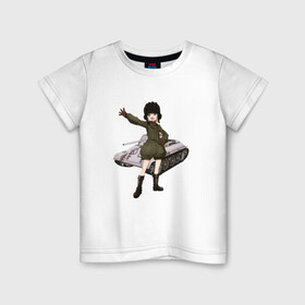 Детская футболка хлопок с принтом Катюша (Girls und Panzer) в городе Новоалтайск, 100% хлопок | круглый вырез горловины, полуприлегающий силуэт, длина до линии бедер | girls und panzer | katyusha | аниме | девушки и танки | катюша | танк