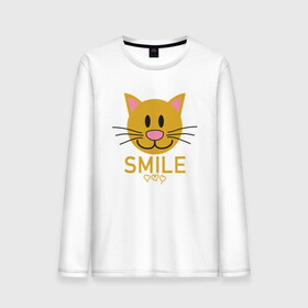 Мужской лонгслив хлопок с принтом Smile Cat в городе Новоалтайск, 100% хлопок |  | animal | cat | cute | kitty | meow | smile | друг | животные | киска | китти | кот | котенок | котик | котэ | кошечка | кошка | милый | мур | мяу | питомец