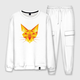 Мужской костюм хлопок с принтом Yellow Cat в городе Новоалтайск, 100% хлопок | на свитшоте круглая горловина, мягкая резинка по низу. Брюки заужены к низу, на них два вида карманов: два “обычных” по бокам и два объемных, с клапанами, расположенные ниже линии бедра. Брюки с мягкой трикотажной резинкой на поясе и по низу штанин. В поясе для дополнительного комфорта — широкие завязки | animal | cat | cute | kitty | meow | друг | животные | киска | китти | кот | котенок | котик | котэ | кошечка | кошка | милый | мур | мяу | питомец