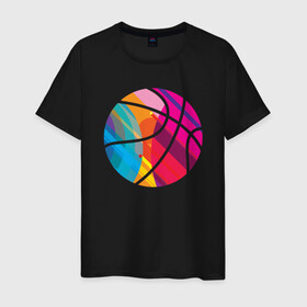 Мужская футболка хлопок с принтом Rainbow Ball в городе Новоалтайск, 100% хлопок | прямой крой, круглый вырез горловины, длина до линии бедер, слегка спущенное плечо. | basketball | game | nba | sport | streetball | баскетбол | баскетболист | игра | игрок | мяч | нба | спорт | стритбол | тренер