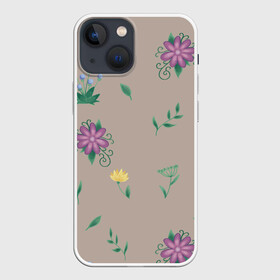 Чехол для iPhone 13 mini с принтом Цветочная эстетика в городе Новоалтайск,  |  | лето | лист | листья | одуванчик | природа | растение | растения | цветок | цветочек | цветы
