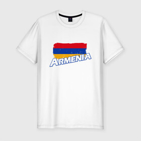 Мужская футболка хлопок Slim с принтом Armenia Flag в городе Новоалтайск, 92% хлопок, 8% лайкра | приталенный силуэт, круглый вырез ворота, длина до линии бедра, короткий рукав | armenia | armenya | арарат | армения | армяне | армянин | арцах | горы | ереван | кавказ | народ | саркисян | ссср | страна | флаг