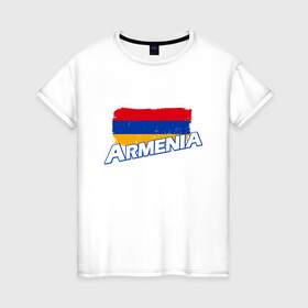 Женская футболка хлопок с принтом Armenia Flag в городе Новоалтайск, 100% хлопок | прямой крой, круглый вырез горловины, длина до линии бедер, слегка спущенное плечо | armenia | armenya | арарат | армения | армяне | армянин | арцах | горы | ереван | кавказ | народ | саркисян | ссср | страна | флаг