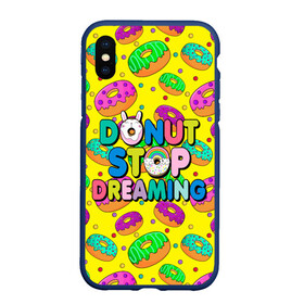 Чехол для iPhone XS Max матовый с принтом DONUTS в городе Новоалтайск, Силикон | Область печати: задняя сторона чехла, без боковых панелей | candys | children | donut | dreaming | food | rainbow | stop | вкусняшки | детские | еда | желтый | крем | мечты | надписи | пончики | сладости | текстуры