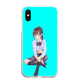 Чехол для iPhone XS Max матовый с принтом Anime girl в городе Новоалтайск, Силикон | Область печати: задняя сторона чехла, без боковых панелей | anime girl | green | аниме | аниме тян на бирюзовом фоне | зеленый фон
