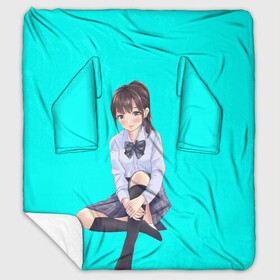Плед с рукавами с принтом Anime girl в городе Новоалтайск, 100% полиэстер | Закругленные углы, все края обработаны. Ткань не мнется и не растягивается. Размер 170*145 | anime girl | green | аниме | аниме тян на бирюзовом фоне | зеленый фон