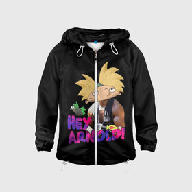 Детская ветровка 3D с принтом Hey Arnold (Predator) в городе Новоалтайск, 100% полиэстер | подол и капюшон оформлены резинкой с фиксаторами, по бокам два кармана без застежек, один потайной карман на груди | arnie | arnold | burt | gerald | hey | johanssen | martin | nickelodeon | predator | арни | арнольд | берт | джеральд | джохансен | мартин | мульт | мультфильм | никелодеон | хищник | шварценеггер | эй