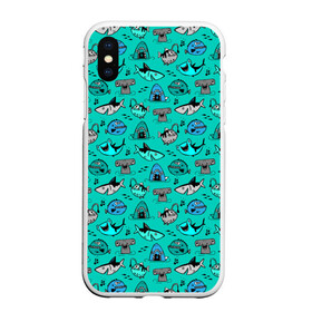 Чехол для iPhone XS Max матовый с принтом Морские рыбки в городе Новоалтайск, Силикон | Область печати: задняя сторона чехла, без боковых панелей | Тематика изображения на принте: акула | кит | море | рыба | рыба молот | рыбки